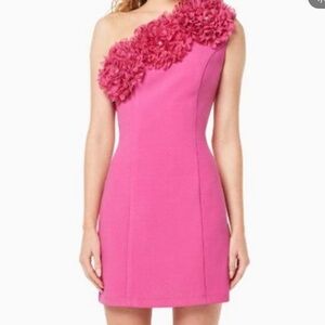 Elliatt Pink Floral One-Shoulder Mini Dress